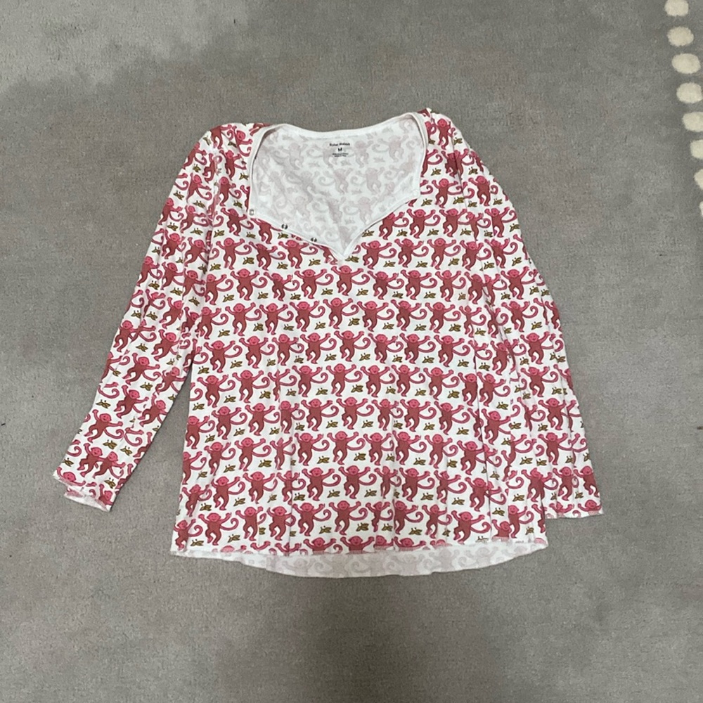 Roller rabbit long pink monkey pajamas size medium